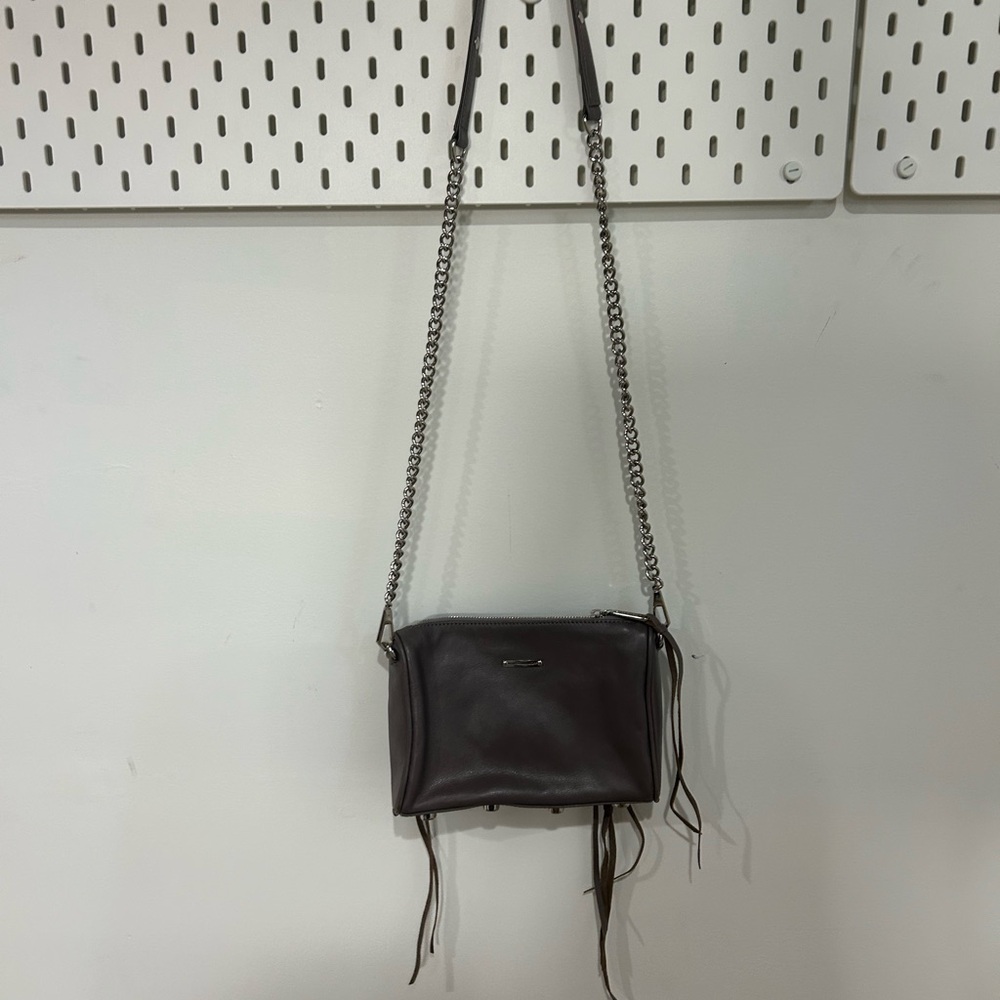 Rebecca Minkoff Dark Brown Leather Crossbody with Chain Strap